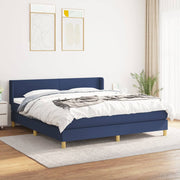 Box spring with fabric mattress blue 160x200 cm