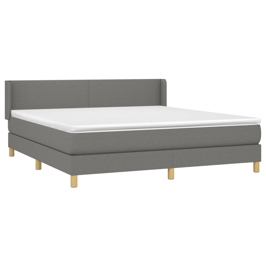 Boxspring Met Matras Stof Donkergrijs 180 x 200 cm Effen ontwerp