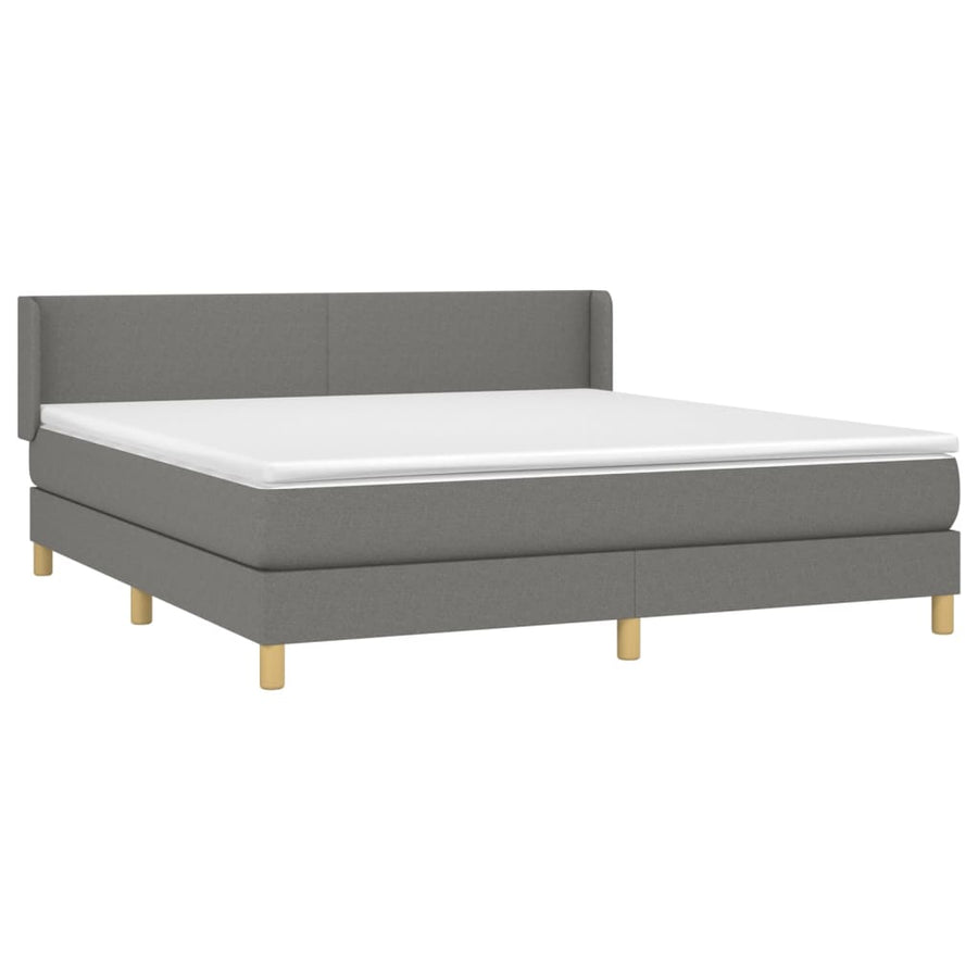 Boxspring Met Matras Stof Donkergrijs 180 x 200 cm Effen ontwerp