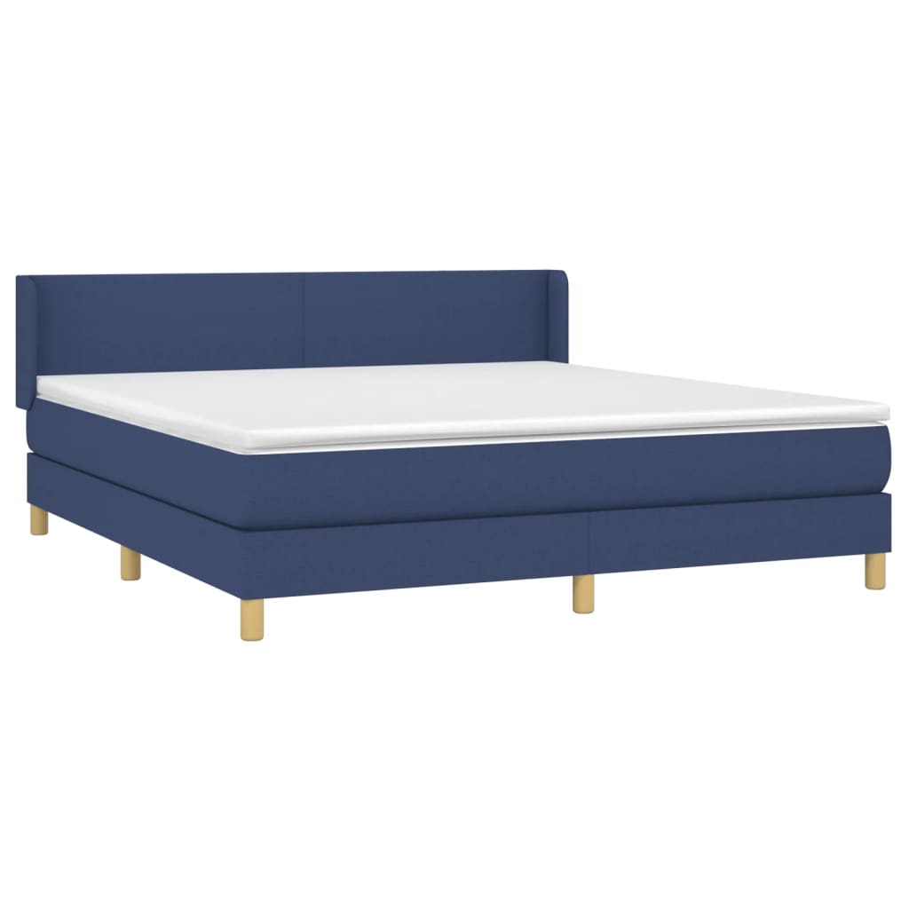 Boxspring Met Matras Stof Blauw 180 x 200 cm Effen ontwerp