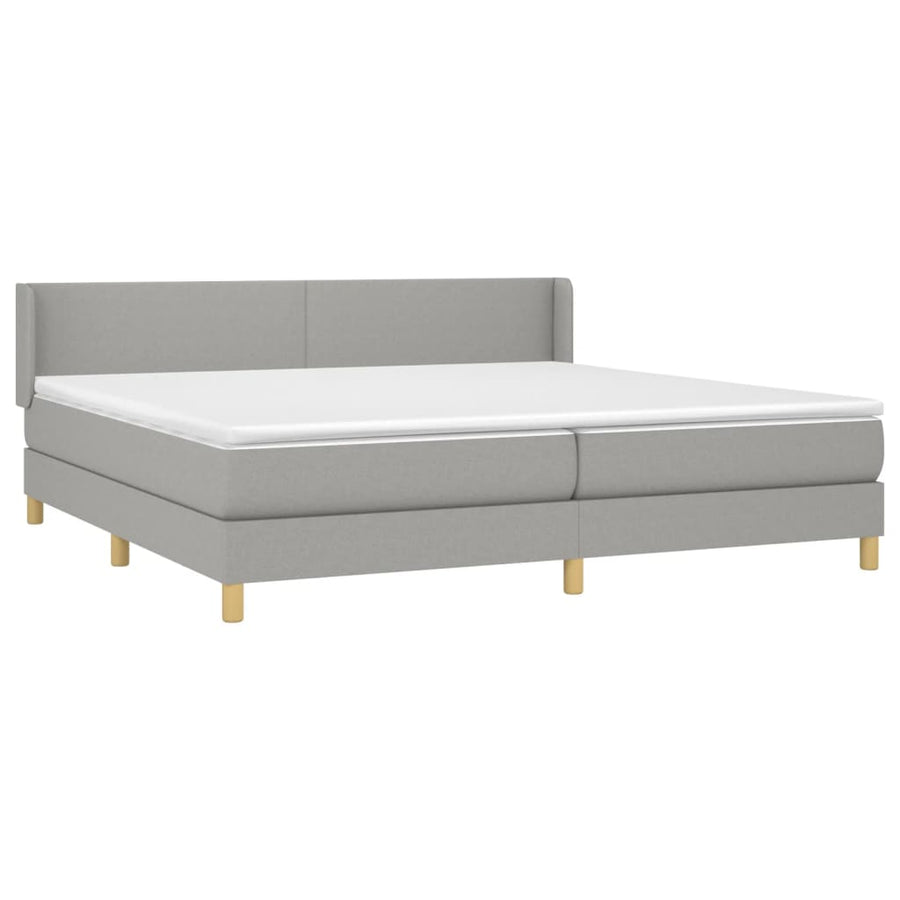Boxspring Met Matras Stof Lichtgrijs 200 x 200 cm Effen ontwerp