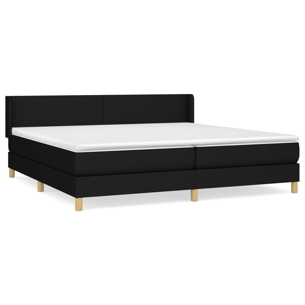 Boxspring Met Matras Stof Zwart 200 x 200 cm Effen ontwerp