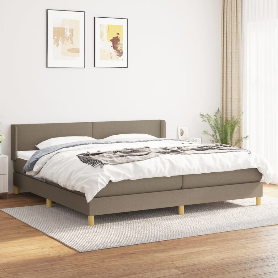 Boxspring Met Matras Stof Taupe 200 x 200 cm Effen ontwerp