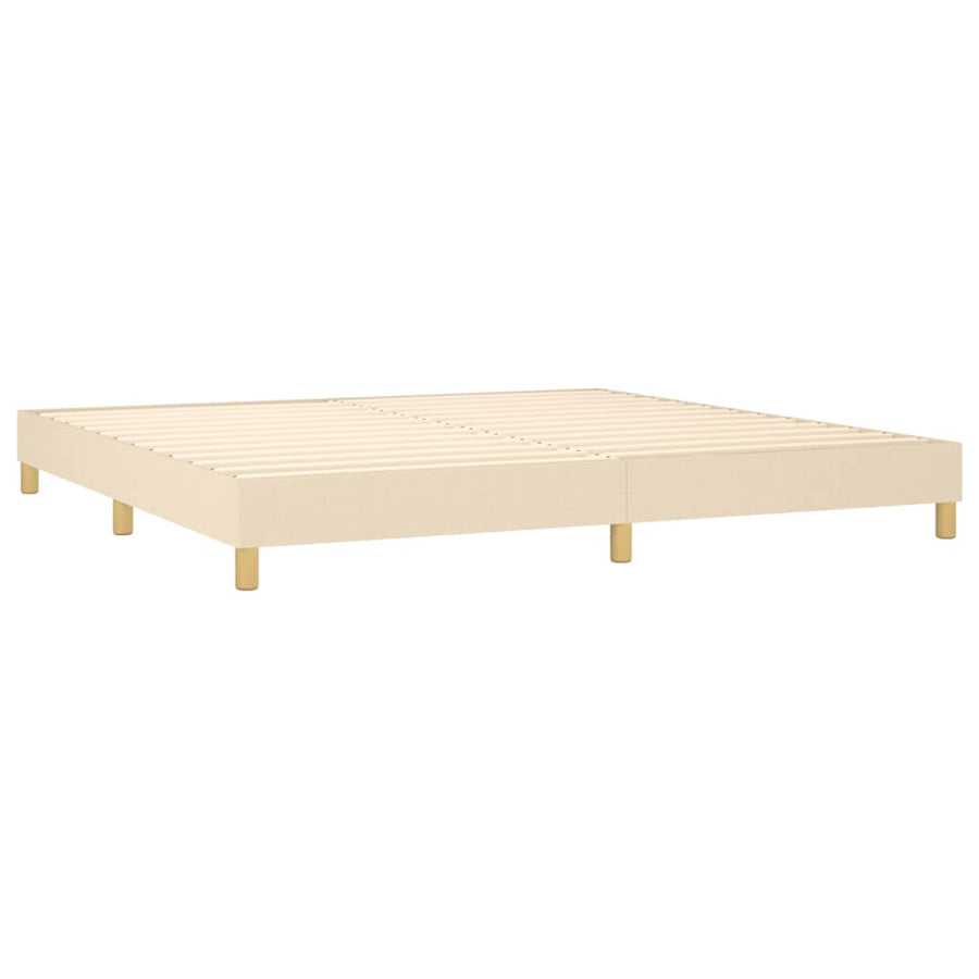 Boxspring met matras stof crèmekleurig 200x200 cm 200 x 200 cm Effen ontwerp