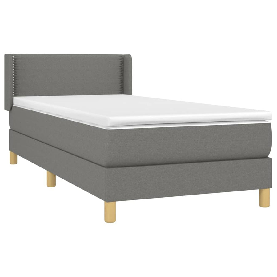 Boxspring Met Matras Stof Donkergrijs 80 x 200 cm Effen met spijkers