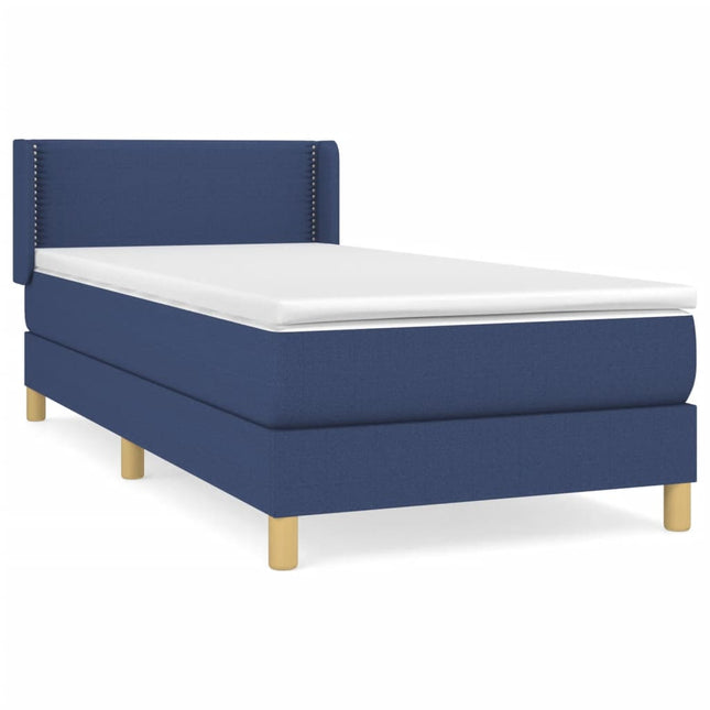 Boxspring Met Matras Stof Blauw 80X200 Cm 80 x 200 cm Effen met spijkers