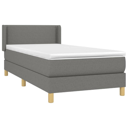 Boxspring Met Matras Stof Donkergrijs 90 x 190 cm Effen met spijkers