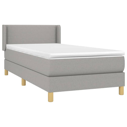 Boxspring Met Matras Stof Lichtgrijs 90 x 200 cm Effen met spijkers