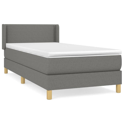 Boxspring Met Matras Stof Donkergrijs 90 x 200 cm Effen met spijkers