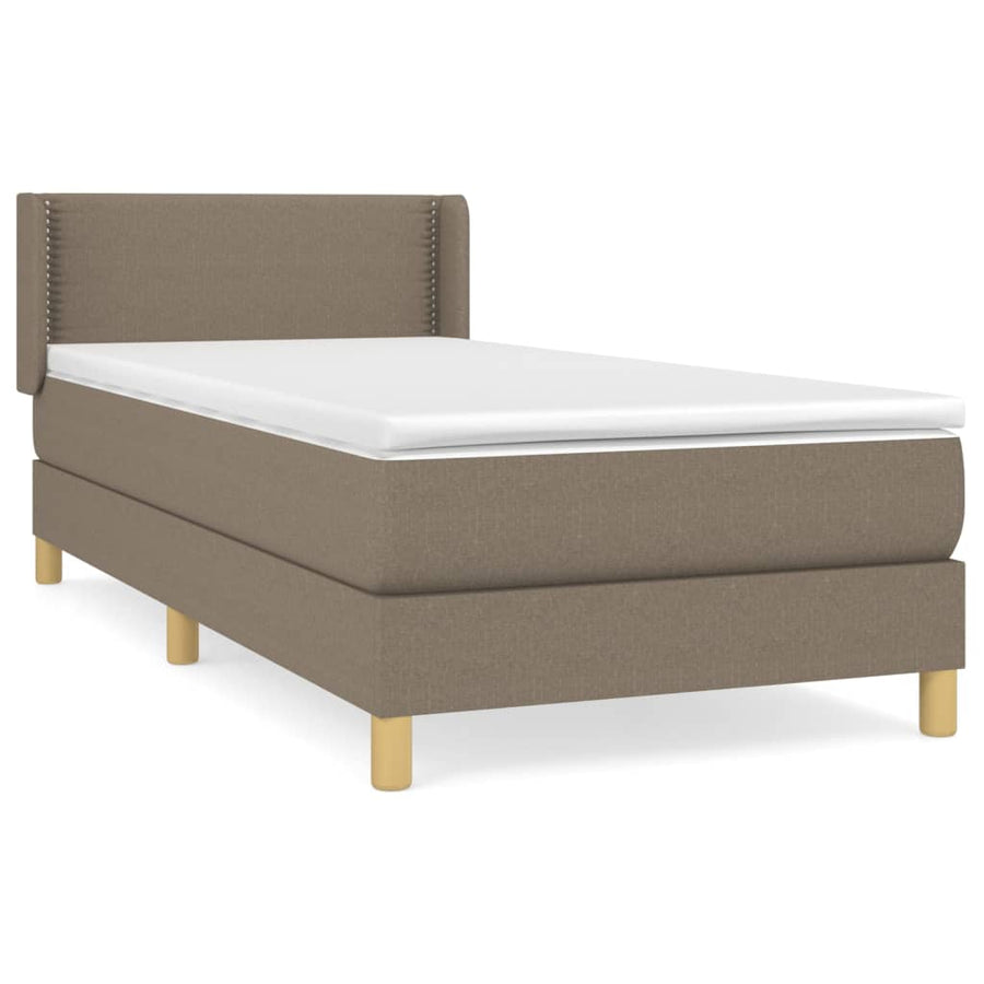 Boxspring Met Matras Stof Taupe 90 x 200 cm Effen met spijkers