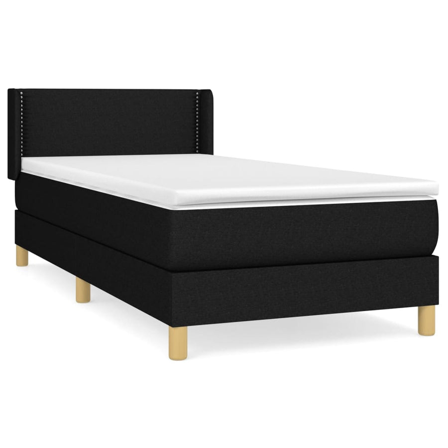 Boxspring met matras stof zwart 100x200 cm 100 x 200 cm Zwart