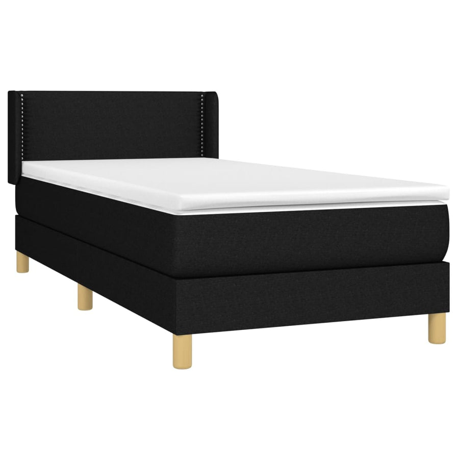 Boxspring met matras stof zwart 100x200 cm 100 x 200 cm Zwart