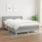 Boxspring Met Matras Stof Lichtgrijs 140 x 190 cm Effen met spijkers