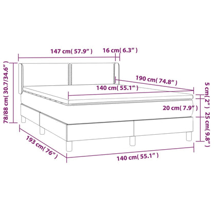 Boxspring Met Matras Stof Blauw 140 x 190 cm Effen met spijkers