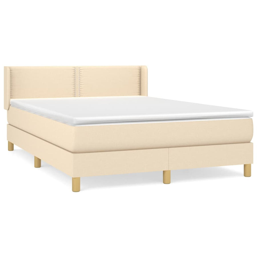 Boxspring met matras stof crèmekleurig 140x200 cm 140 x 200 cm Crème