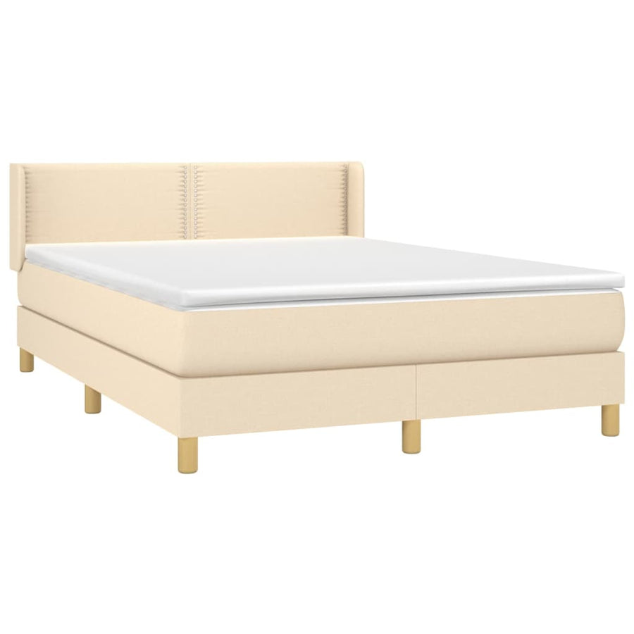 Boxspring met matras stof crèmekleurig 140x200 cm 140 x 200 cm Crème