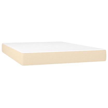 Boxspring met matras stof crèmekleurig 140x200 cm 140 x 200 cm Crème