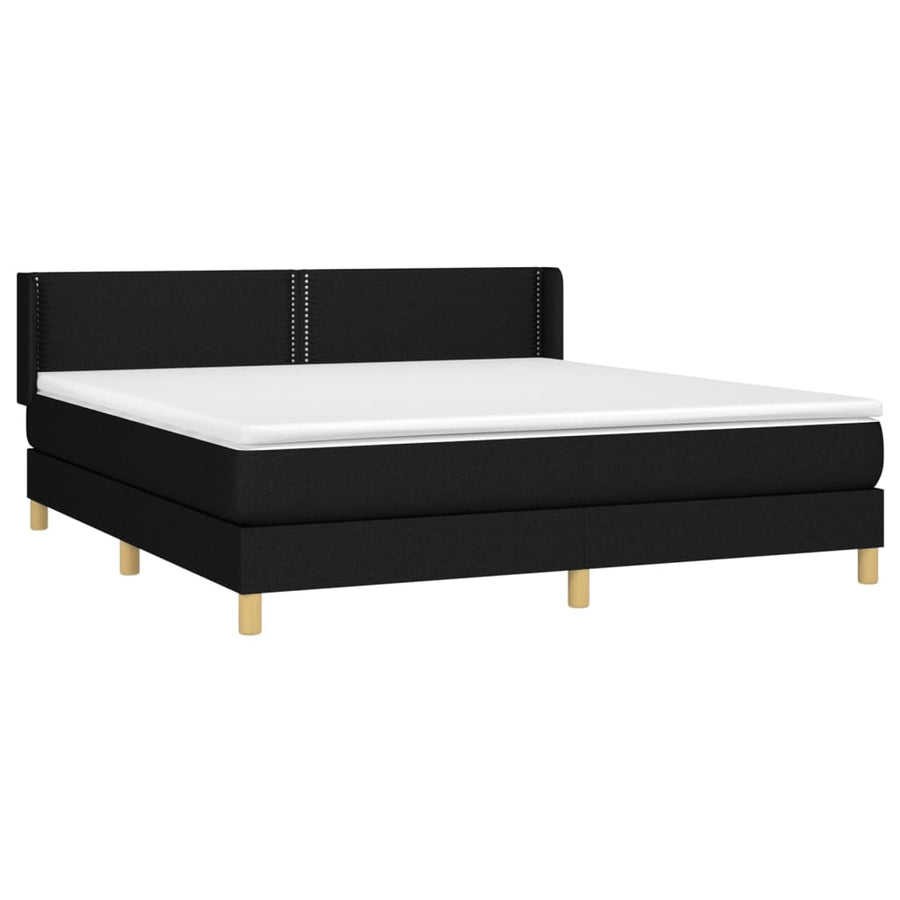 Boxspring Met Matras Stof Zwart 160 x 200 cm Effen met spijkers