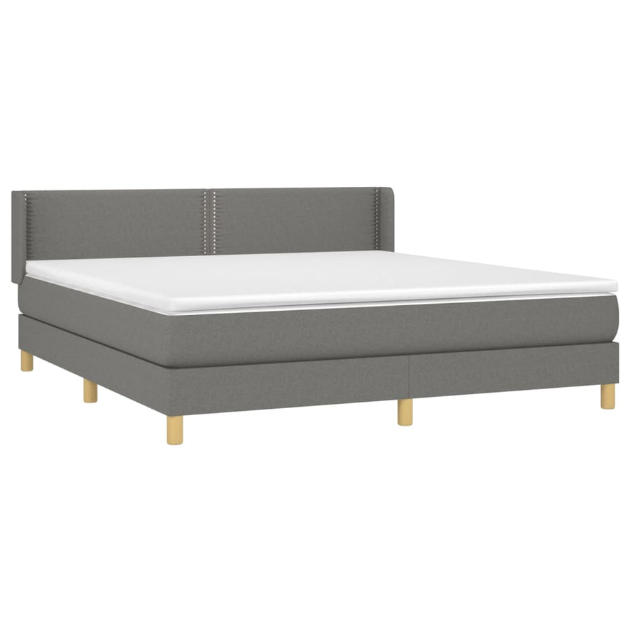 Boxspring Met Matras Stof Donkergrijs 180 x 200 cm Effen met spijkers