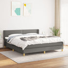 Boxspring Met Matras Stof Donkergrijs 180 x 200 cm Effen met spijkers