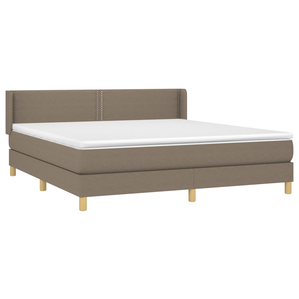 Boxspring Met Matras Stof Taupe 180 x 200 cm Effen met spijkers