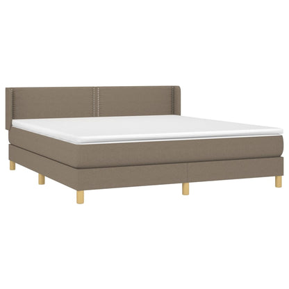 Boxspring Met Matras Stof Taupe 180 x 200 cm Effen met spijkers