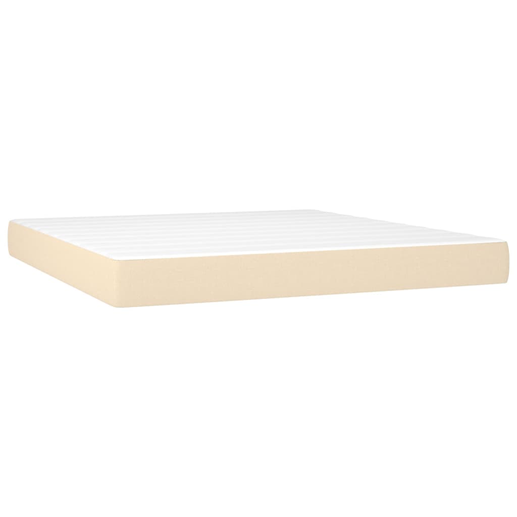 Boxspring met matras stof crèmekleurig 180x200 cm 180 x 200 cm Crème