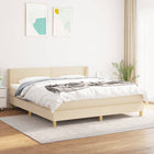 Boxspring met matras stof crèmekleurig 180x200 cm 180 x 200 cm Crème