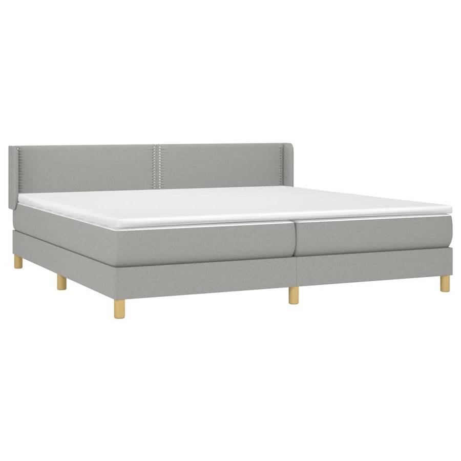 Boxspring Met Matras Stof Lichtgrijs 200 x 200 cm Effen met spijkers