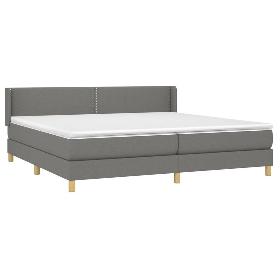 Boxspring Met Matras Stof Donkergrijs 200 x 200 cm Effen met spijkers