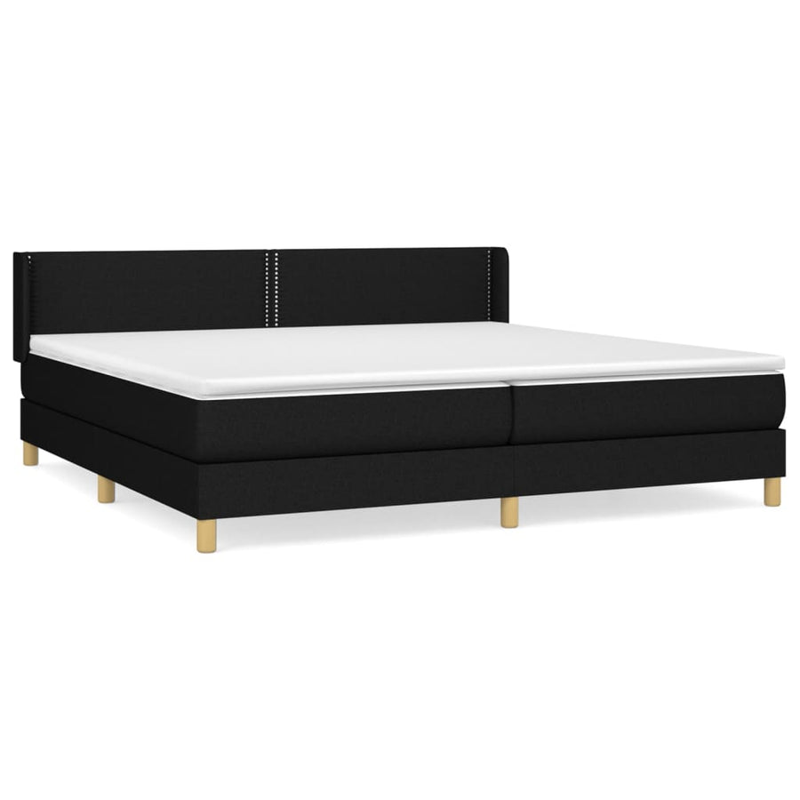Boxspring Met Matras Stof Zwart 200 x 200 cm Effen met spijkers