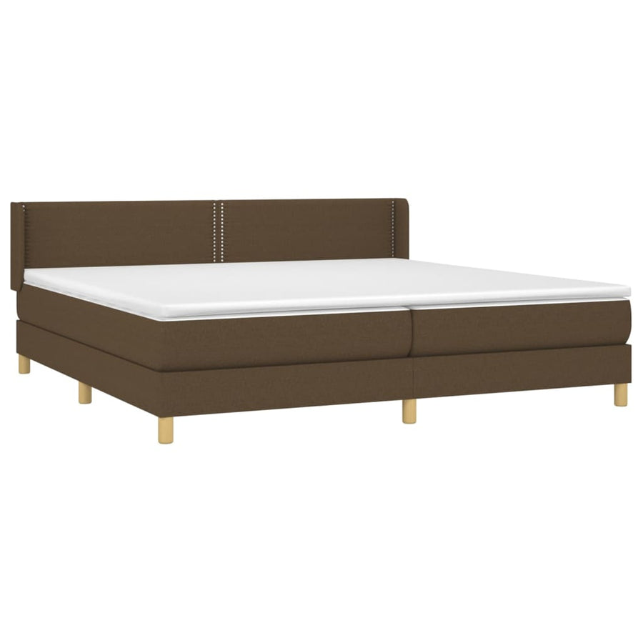 Boxspring Met Matras Stof Donkerbruin 200 x 200 cm Effen met spijkers