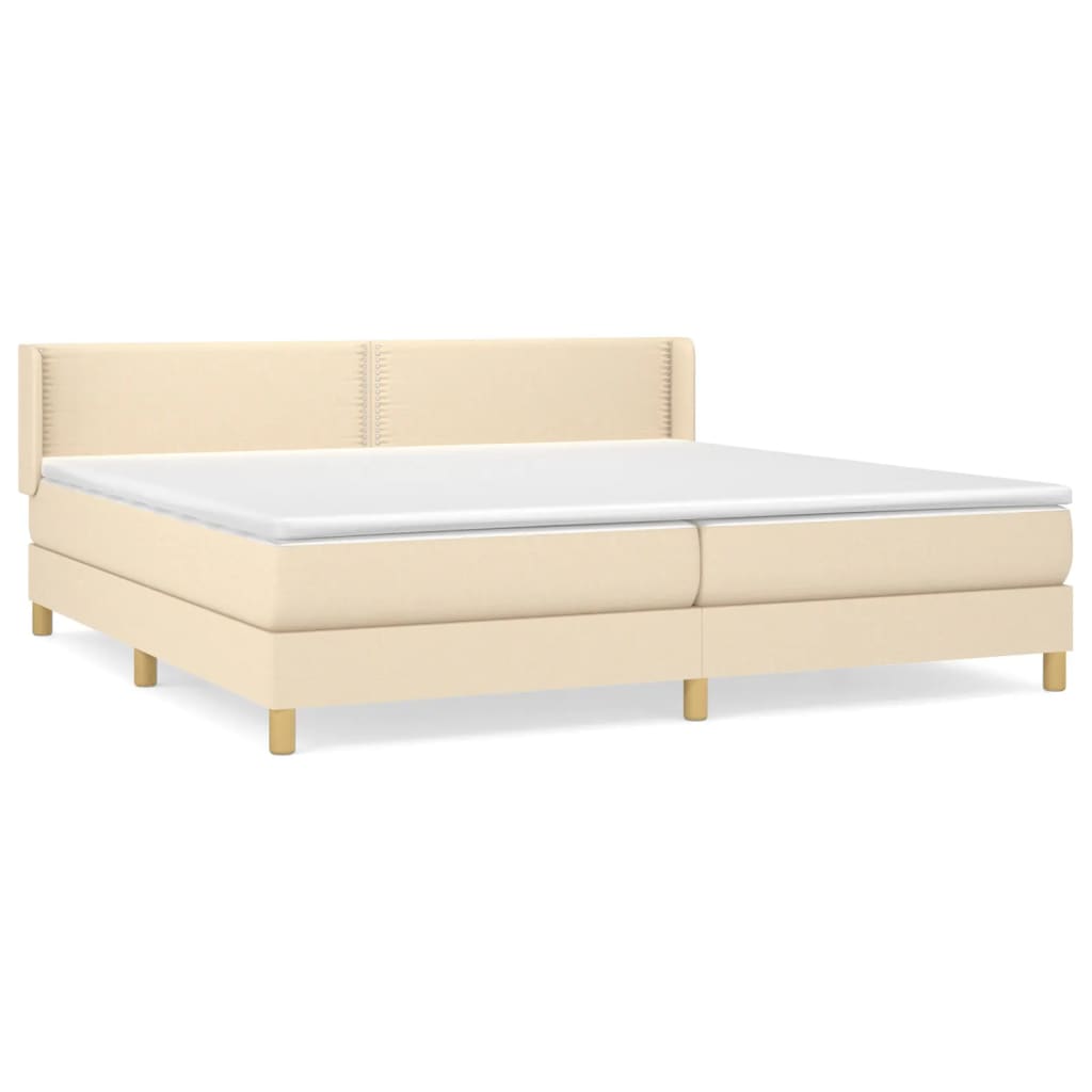 Boxspring met matras stof crèmekleurig 200x200 cm 200 x 200 cm Crème