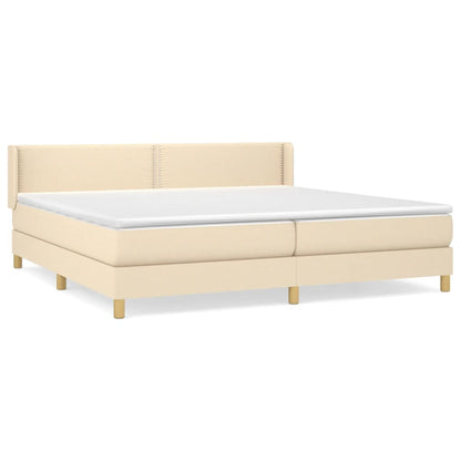 Boxspring met matras stof crèmekleurig 200x200 cm 200 x 200 cm Crème