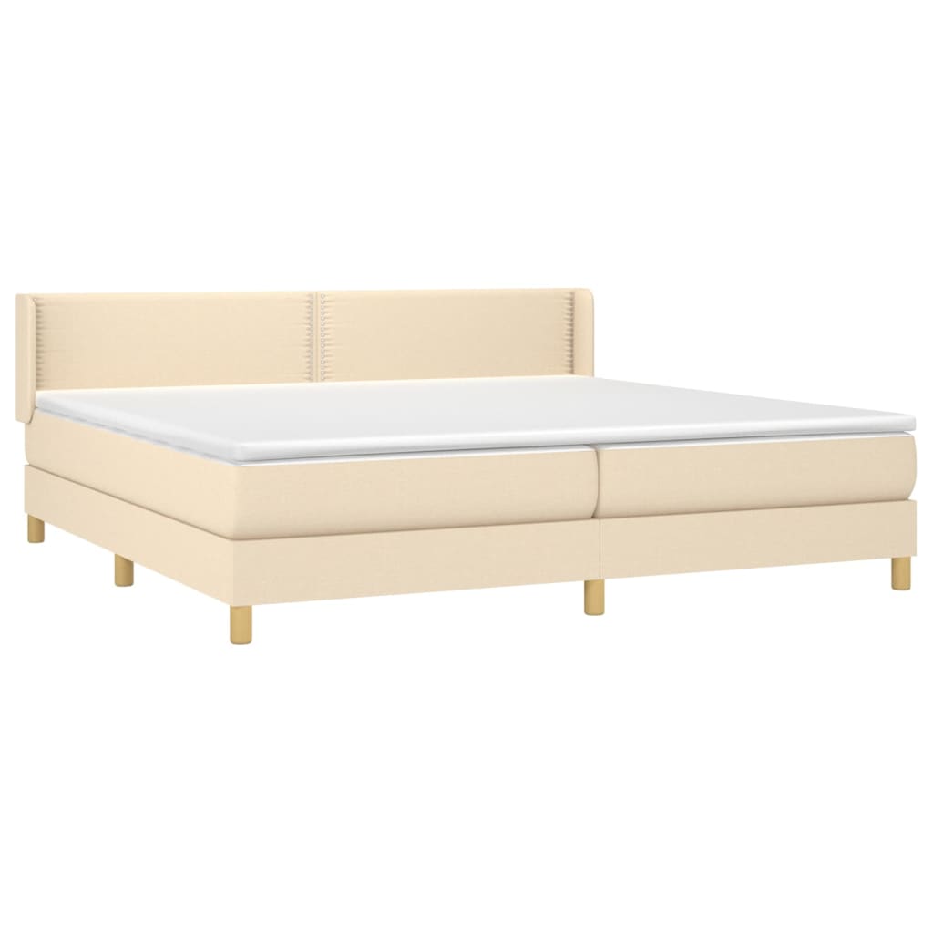 Boxspring met matras stof crèmekleurig 200x200 cm 200 x 200 cm Crème