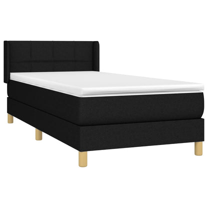 Boxspring Met Matras Stof Zwart 80 x 200 cm Blok met vierkanten