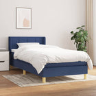 Boxspring Met Matras Stof Blauw 80 x 200 cm Blok met vierkanten