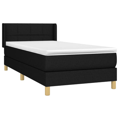 Boxspring Met Matras Stof Zwart 90 x 200 cm Blok met vierkanten