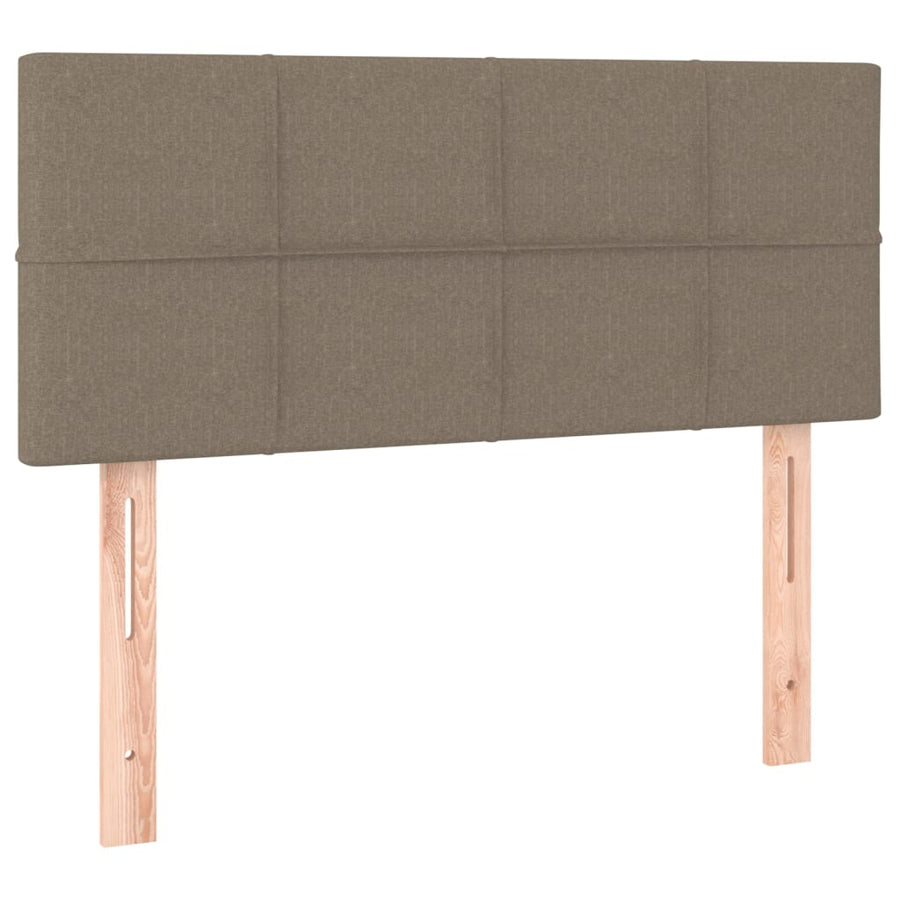 Boxspring Met Matras Stof Taupe 90 x 200 cm Blok met vierkanten