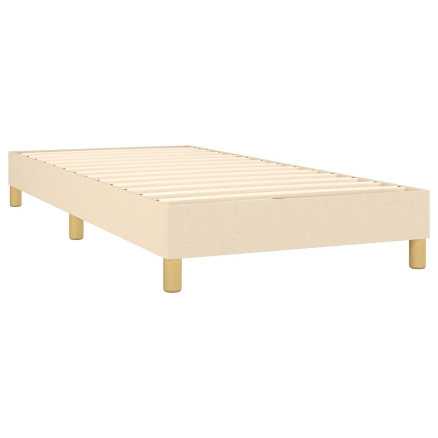 Boxspring met matras stof crèmekleurig 90x200 cm 90 x 200 cm Blok met vierkanten