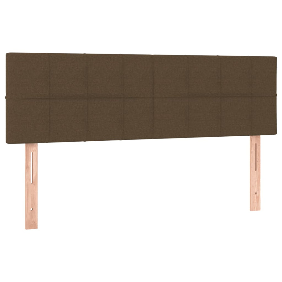Boxspring Met Matras Stof Donkerbruin 140 x 190 cm Blok met vierkanten