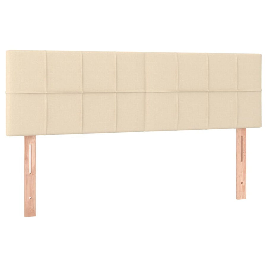 Boxspring met matras stof crèmekleurig 140x190 cm 140 x 190 cm Blok met vierkanten