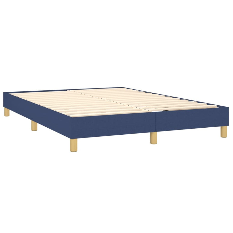 Boxspring Met Matras Stof Blauw 140 x 190 cm Blok met vierkanten