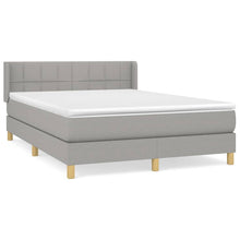 Boxspring Met Matras Stof Lichtgrijs 140 x 200 cm Blok met vierkanten