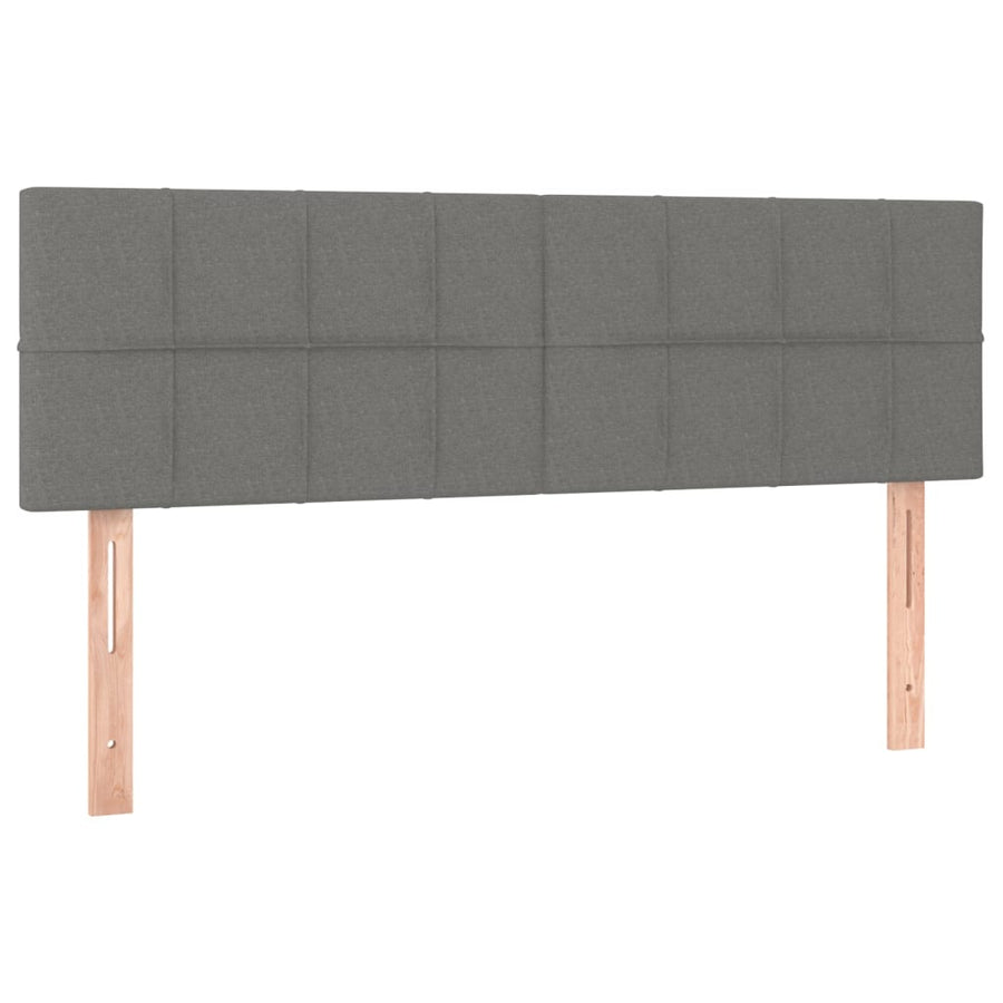 Boxspring Met Matras Stof Donkergrijs 140 x 200 cm Blok met vierkanten
