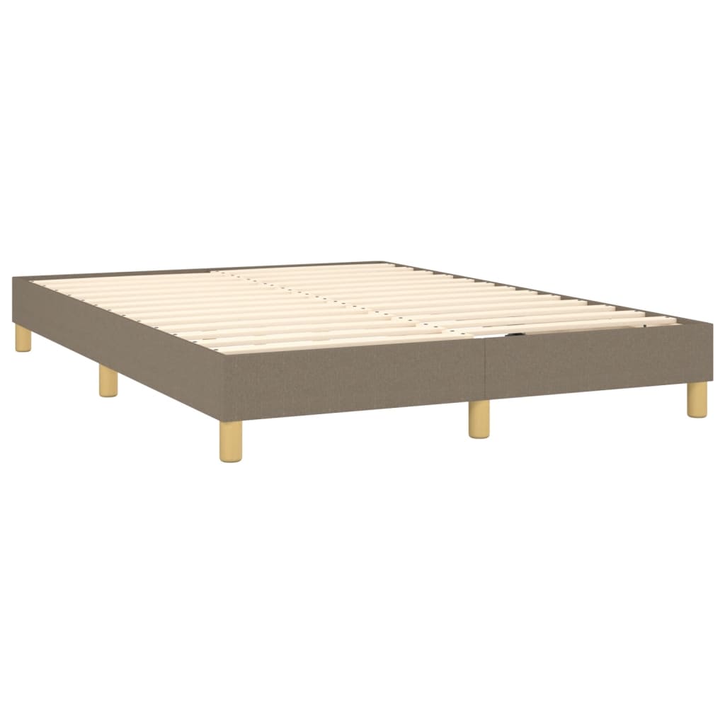 Boxspring Met Matras Stof Taupe 140 x 200 cm Blok met vierkanten