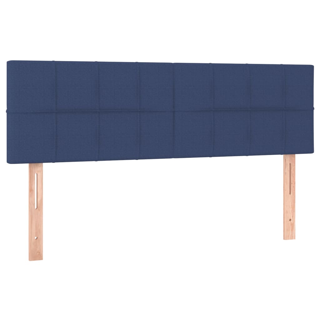 Boxspring Met Matras Stof Blauw 140 x 200 cm Blok met vierkanten