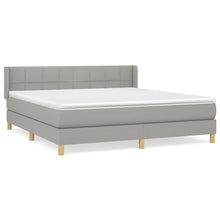 Boxspring Met Matras Stof Lichtgrijs 160 x 200 cm Blok met vierkanten