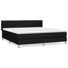Boxspring Met Matras Stof Zwart 160 x 200 cm Blok met vierkanten