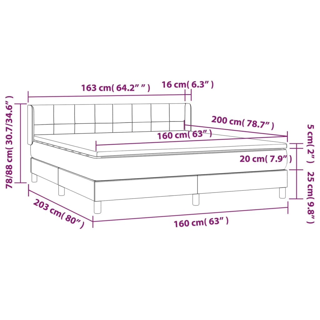 Boxspring met matras stof donkerbruin 160x200 cm